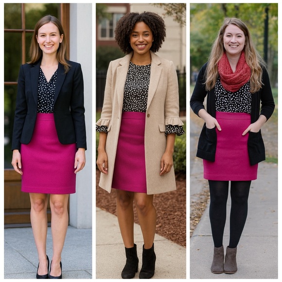 Banana Republic Fuchsia Wool Blend Pencil Skirt Size 4 Career Office Preppy - Picture 1 of 9